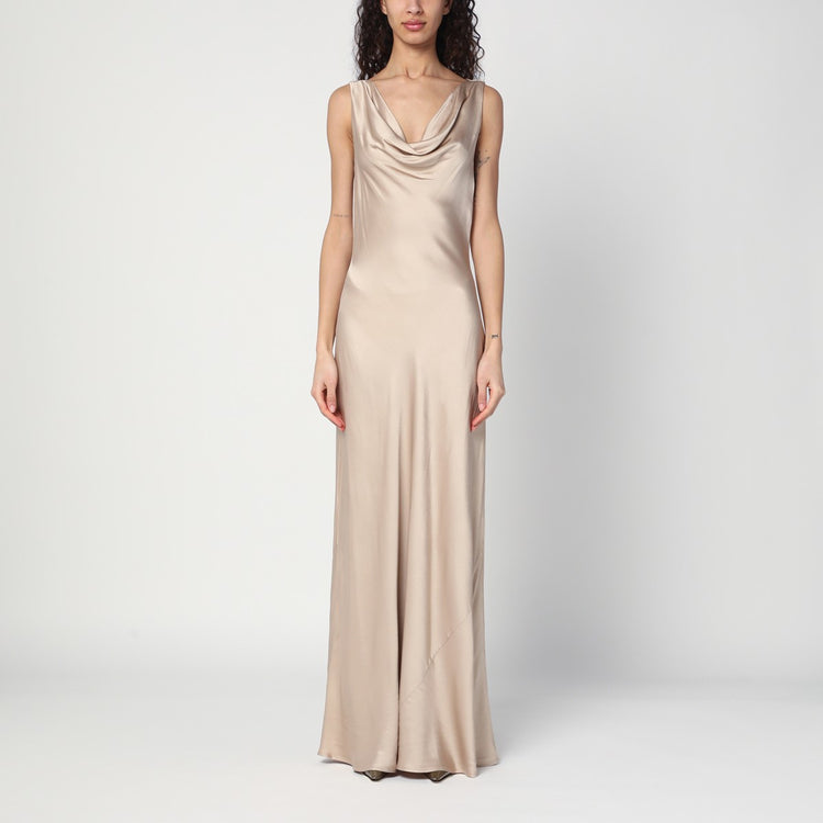 Malina Leah dress in champagne colour satin