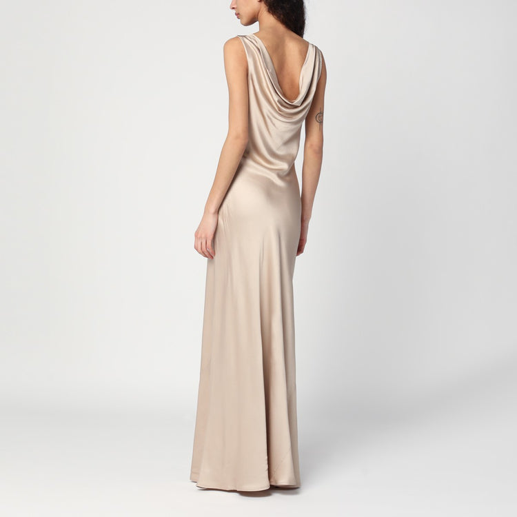 Malina Leah dress in champagne colour satin