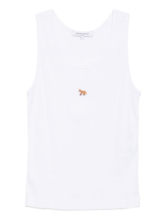 Maison Kitsuné Fox-embroidered tank top