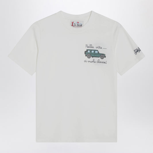 MC2 Saint Barth Arnott T-shirt in white with car embroidery