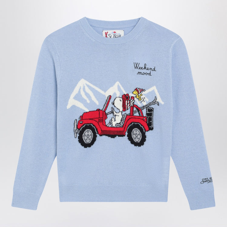 MC2 Saint Barth Light blue wool-blend sweater with Snoopy