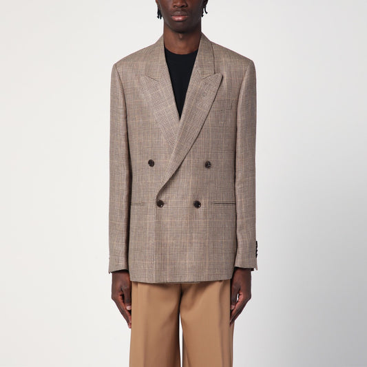 Lardini Brown double-breasted jacket in Prince of Wales pattern