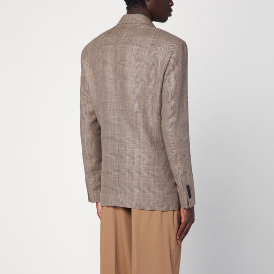 Lardini Brown double-breasted jacket in Prince of Wales pattern