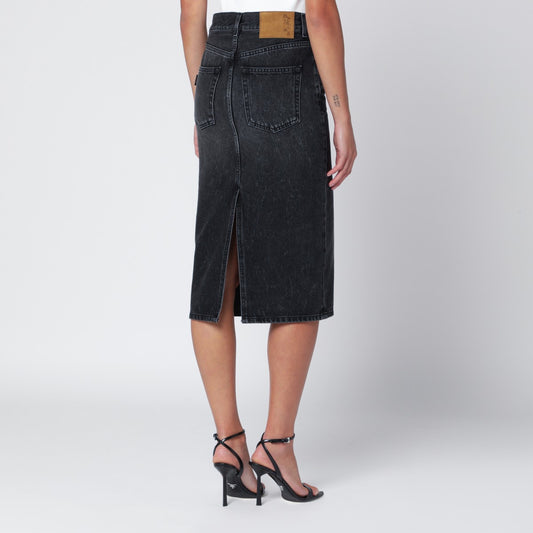 HAIKURE Black washed-effect Kim denim skirt