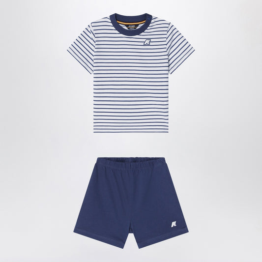 K-Way Two-piece blue striped cotton outfit