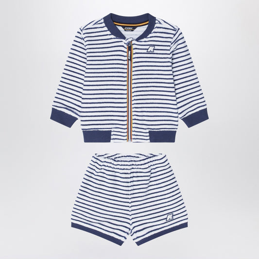 K-Way Sponge outfit white/cobalt blue striped