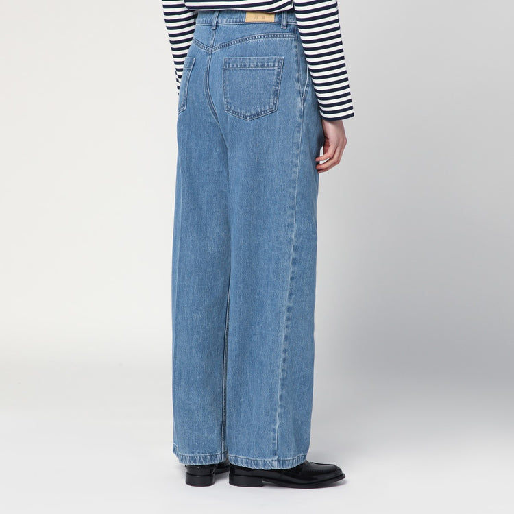 Maison Kitsuné Wide pleated blue jeans