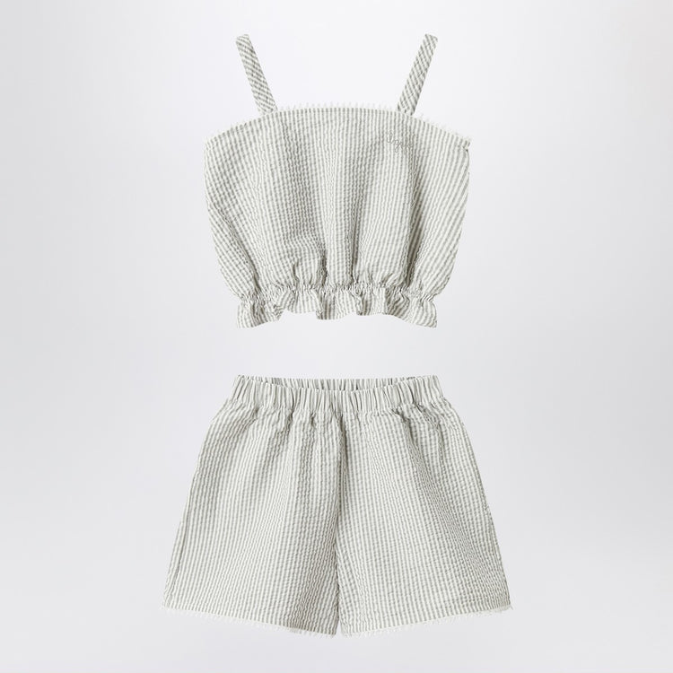 Il Gufo Granite-coloured set in striped seersucker