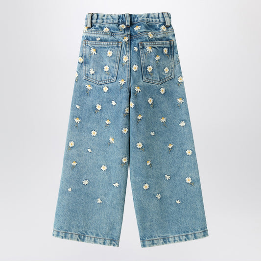 Il Gufo Blue jeans with daisy embroidery