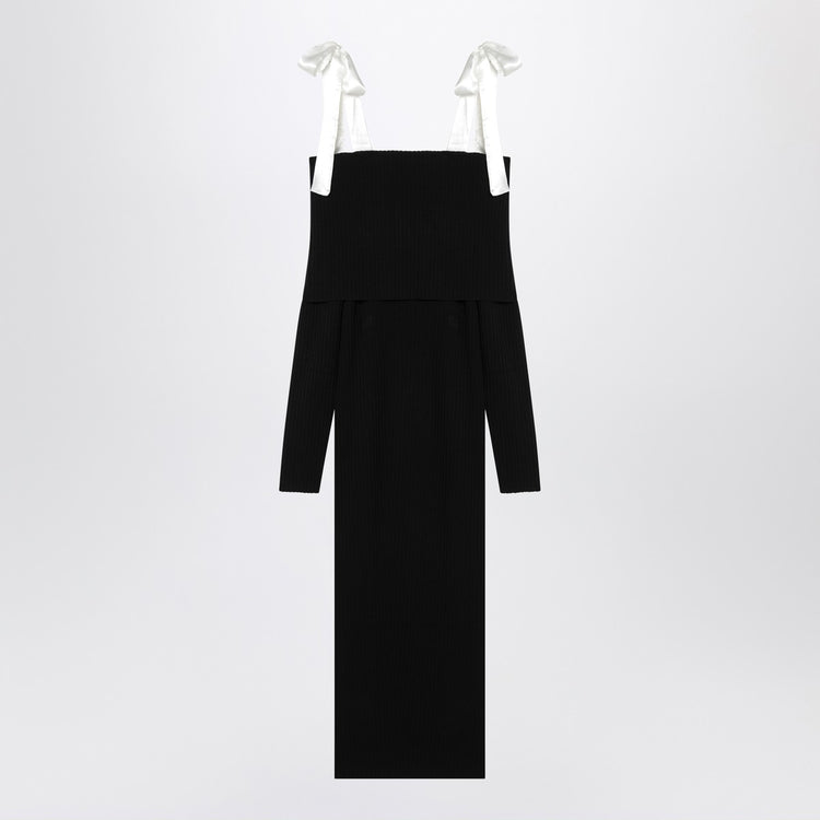 ROTATE Birger Christensen Black midi dress with bows