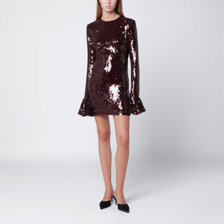 ROTATE Birger Christensen Bordeaux sequin mini dress
