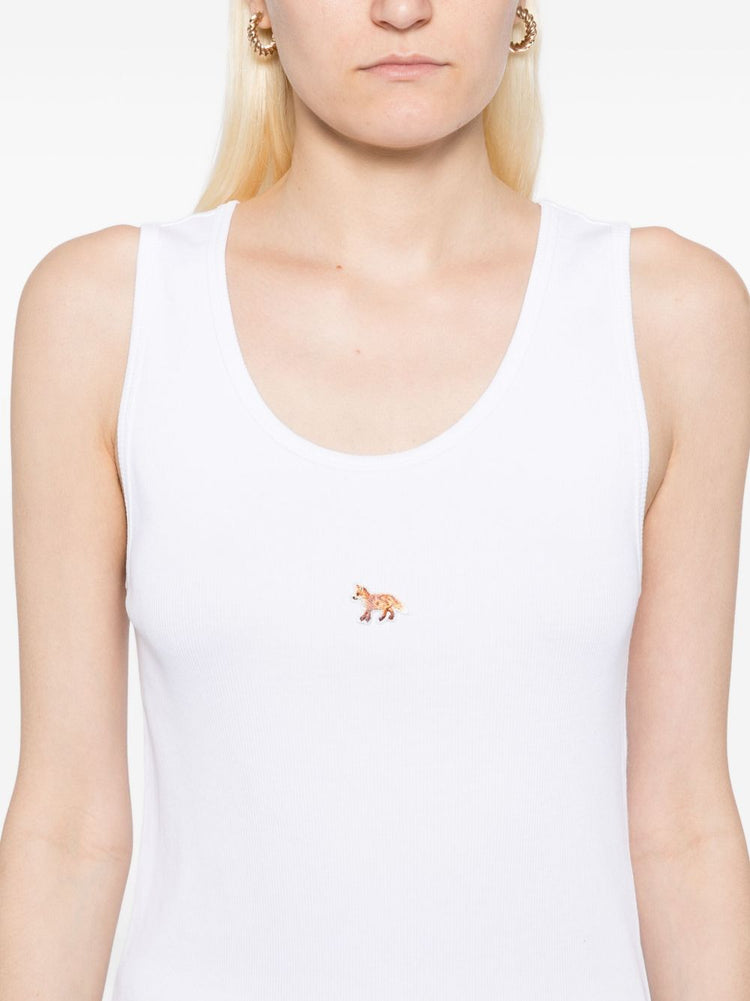Maison Kitsuné Fox-embroidered tank top