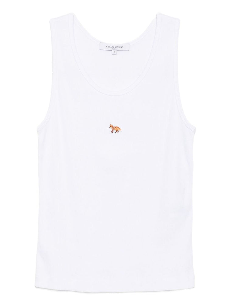 Maison Kitsuné Fox-embroidered tank top