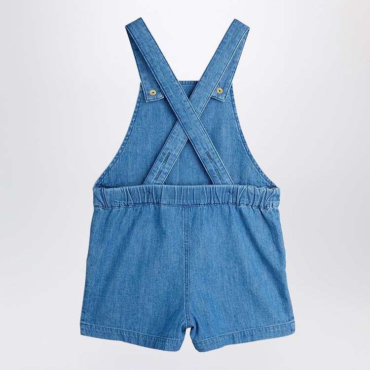 Mini Rodini Light blue denim overall with musical notes