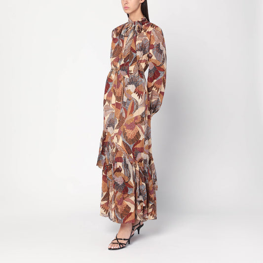FARM Rio Long dress with cream-colored print