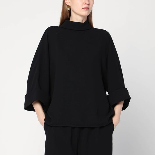 MKDT Studio Black Bailee blouse in crêpe georgette