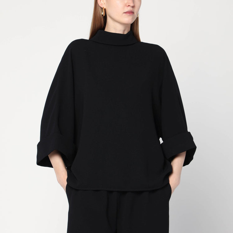 MKDT Studio Black Bailee blouse in crêpe georgette