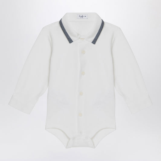Il Gufo Milk-white cotton shirt bodysuit