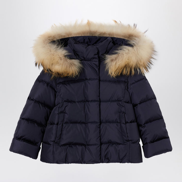 Il Gufo Blue nylon hooded down jacket