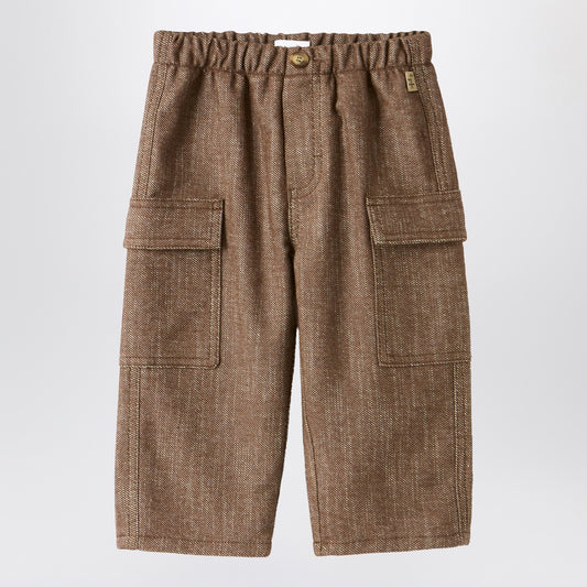 Il Gufo Brown cotton-blend cargo trousers