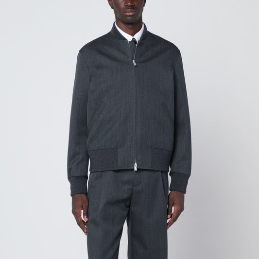 Lardini Grey wool zip bomber