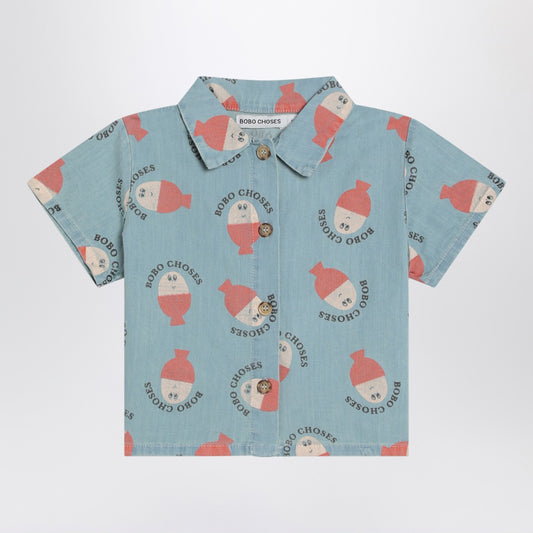 Bobo Choses Light blue Morning Egg shirt in denim
