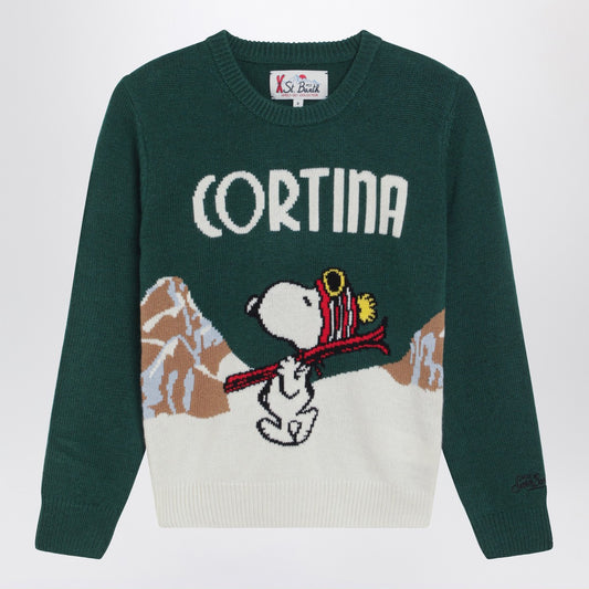 MC2 Saint Barth Green wool-blend sweater with Snoopy Cortina