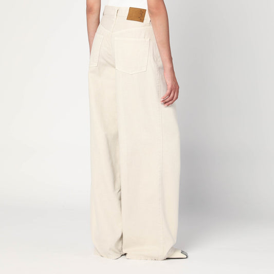 HAIKURE Wide ecru corduroy trousers