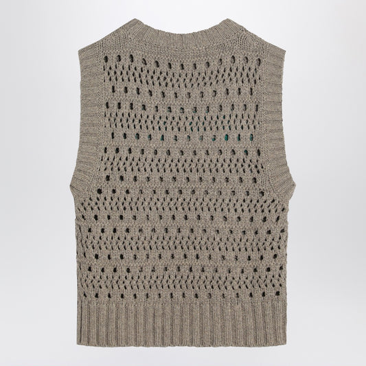 GANNI Perforated vest with logo inlay