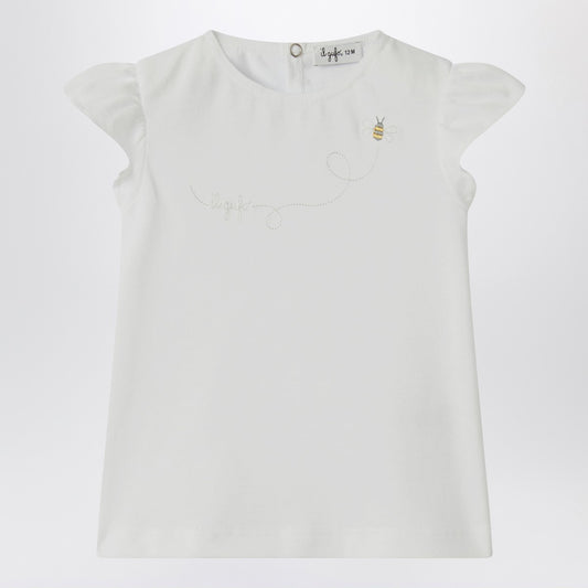 Il Gufo White T-shirt with ruffled sleeves