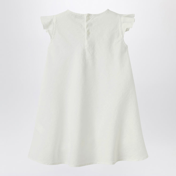 Il Gufo White linen dress with ruffles