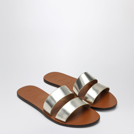 Manebí Platinum colored strap sandals in leather