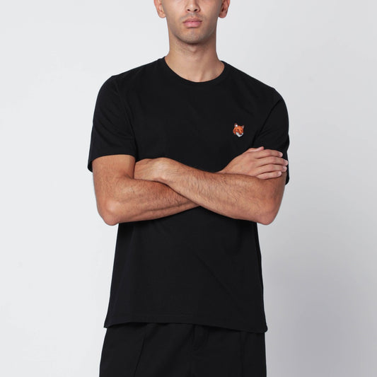 Maison Kitsuné Black regular T-shirt with logo patch