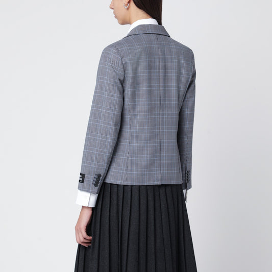 Maison Kitsuné Blue checked single-breasted blazer