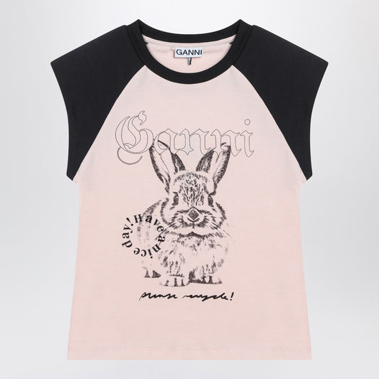 GANNI Pink T-shirt with logo print