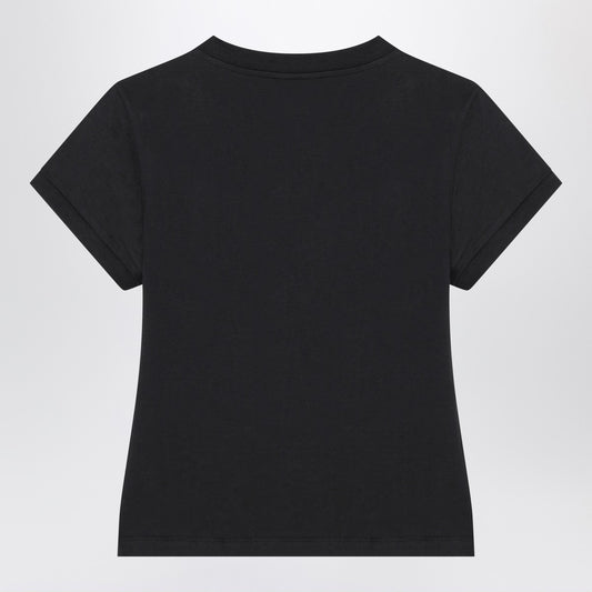 GANNI Washed black T-shirt with poodle print